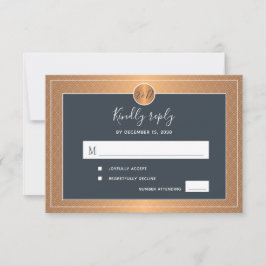 Mit Monogramm Hochzeit der Dunklen Marine RSVP Karte