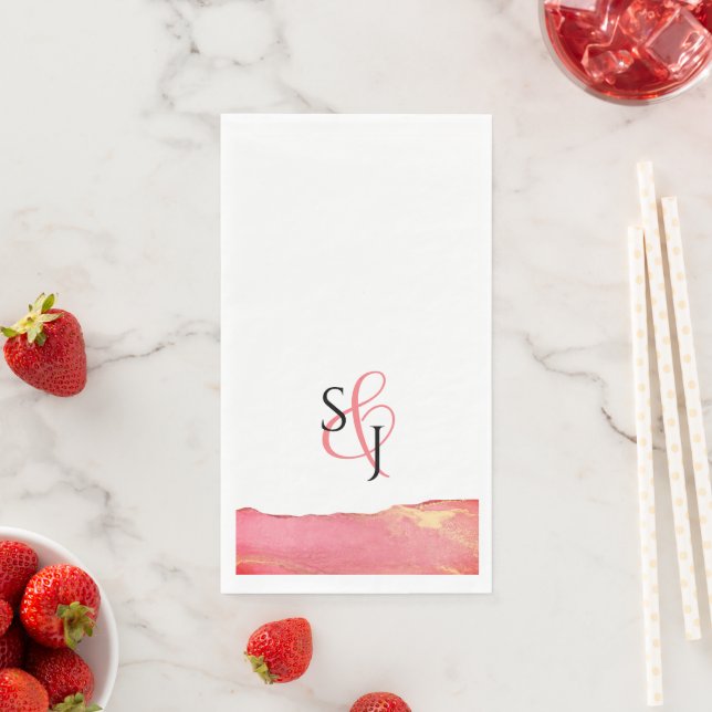 Mit Monogramm Hochzeit der Rosa Koralle Serviette (Beispiel)