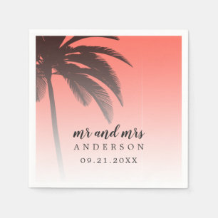 Mit Monogramm Hochzeit des tropischen Palmenstrand Serviette