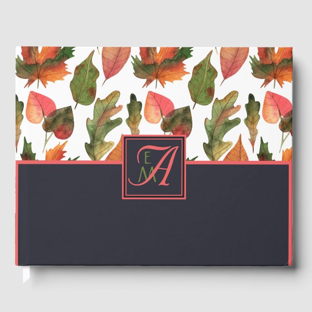Mit Monogramm Hochzeit im Herbst Herbst neu Gästebuch (Vorderseite)