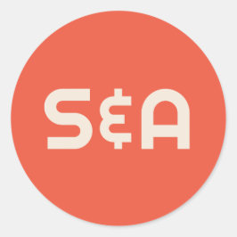 Mit Monogramm Hochzeit in Orange und Gelb Runder Aufkleber