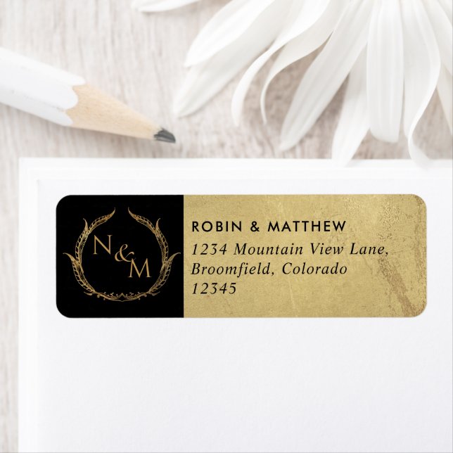 Mit Monogramm Hochzeit in Schwarz und Gold (Insitu)