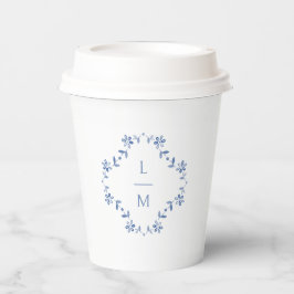 Mit Monogramm Hochzeit mit Blumen und Weiß Pappbecher
