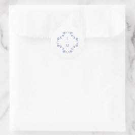 Mit Monogramm Hochzeit mit Blumen und Weiß Runder Aufkleber