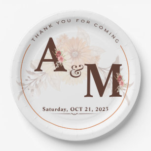 Mit Monogramm Hochzeit mit Gold Pappteller