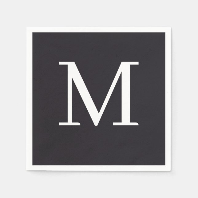 Mit Monogramm Hochzeit Napkin Black & White Design Serviette (Vorderseite)