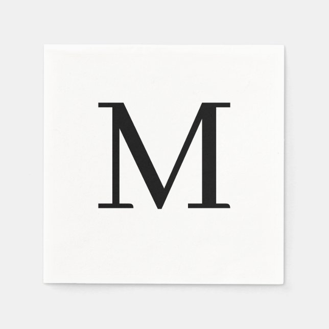 Mit Monogramm Hochzeit Napkin Classic Black Design Serviette (Vorderseite)