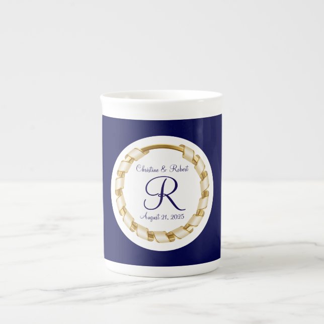 Mit Monogramm Hochzeit Prozellantasse (Vorderseite)
