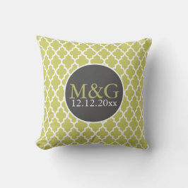 Mit Monogramm Hochzeit von Quatrefolie grün und we Kissen