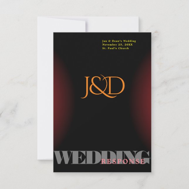 Mit Monogramm Hochzeitsaktionskarte RSVP Karte (Vorderseite)