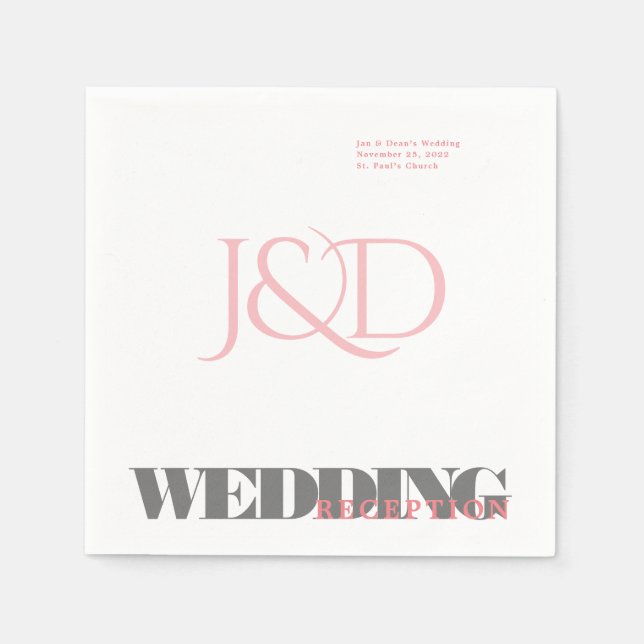 Mit Monogramm Hochzeitsempfehlung Napkin Serviette (Vorderseite)
