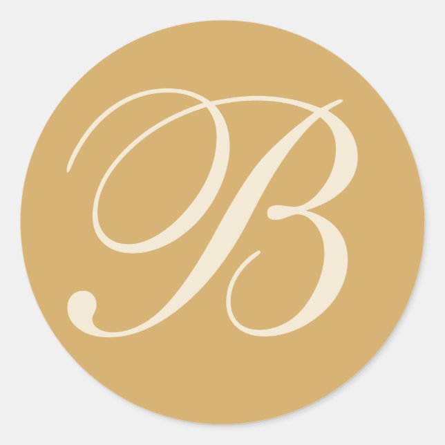 Mit Monogramm Hochzeitsfeiern in Beige & Creme Runder Aufkleber (Vorderseite)