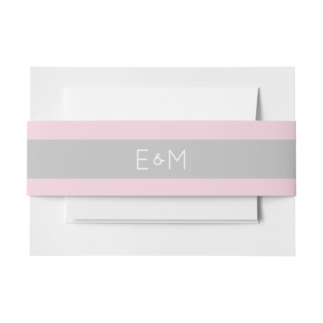 Mit Monogramm Hochzeitspack in Rosa Grau Einladungsbanderole (Vorderseite Beispiel)