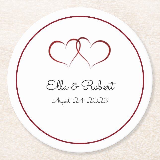 Mit Monogramm Hochzeitspapier-Untersetzer Runder Pappuntersetzer (Vorderseite)