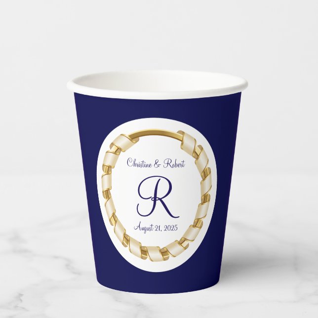 Mit Monogramm Hochzeitspapierbecher Pappbecher (Vorderseite)