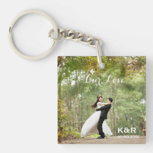 Mit Monogramm Hochzeitstag Foto Schlüsselanhänger