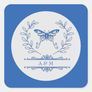 Mit Monogramm Hochzeitsticker Quadratischer Aufkleber