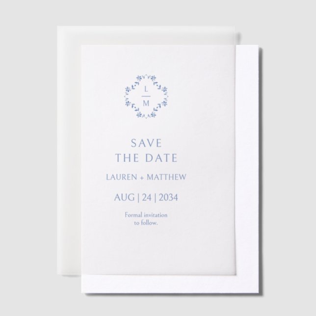 Mit Monogramm Hochzeitswohnung in Blau und Weiß (Versetzt)