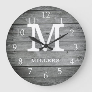 Mit Monogramm hölzernes Bauernhaus Große Wanduhr