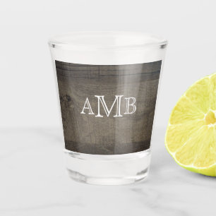 Mit Monogramm Holzlook Schnapsglas