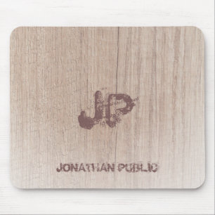 Mit Monogramm Holzlook Trendy Elegant Template Mousepad