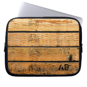 Mit Monogramm Holzplanen gestempelt w "Made in USA Laptopschutzhülle