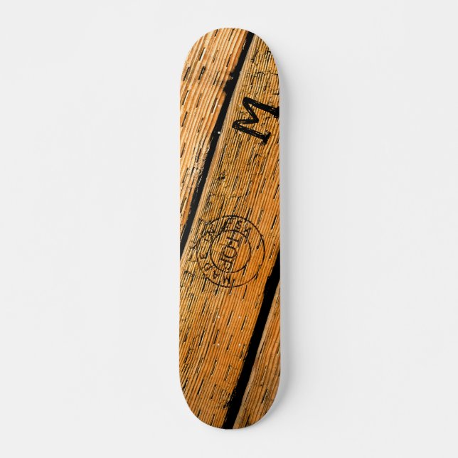 Mit Monogramm Holzplanen gestempelt w "Made in USA Skateboard (Vorne)