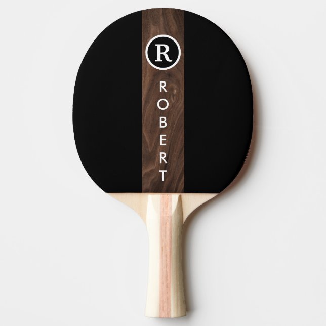 Mit Monogramm Holzstreifen mit eigener Marke, schw Tischtennis Schläger (Vorderseite)