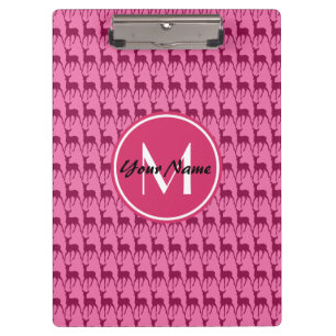 Mit Monogramm Hot-Pink-Hirsch, Personalisierter Na Klemmbrett