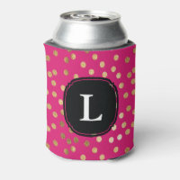 Mit Monogramm Hot Pink und Gold Glitzer Polka Dot