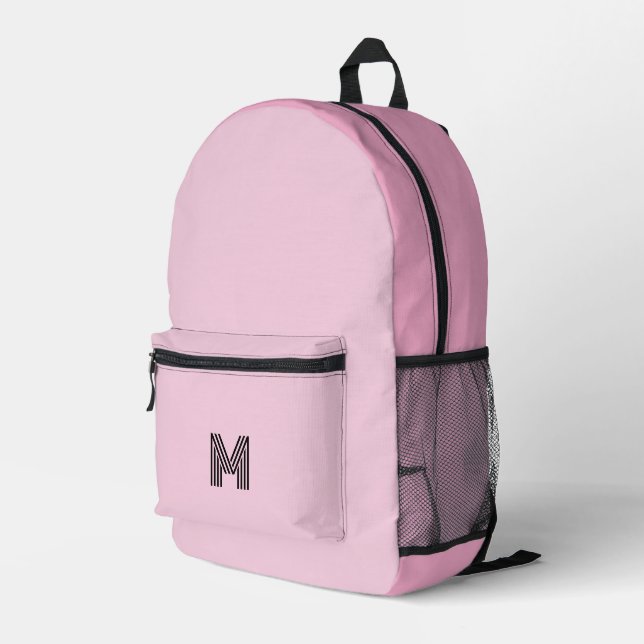 Mit Monogramm Hübsch Pink Moderne Girly Sweet Bedruckter Rucksack (Rückseitige Ecke Rechts)