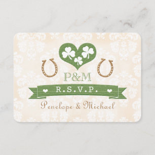 Mit Monogramm HufeisenKleeblatt-Wartekarte UAWG RSVP Karte
