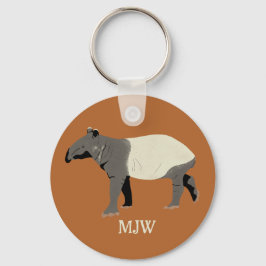 Mit Monogramm Illustration von malayischen Tapir Schlüsselanhänger