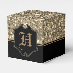 Mit Monogramm Imitate aus Gold Glitzer Cube Geschenkschachtel