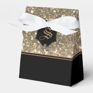 Mit Monogramm Imitate aus Gold Glitzer Zelt Geschenkschachtel