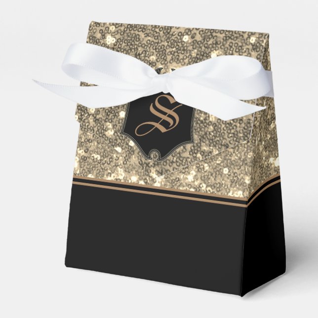 Mit Monogramm Imitate aus Gold Glitzer Zelt Geschenkschachtel (Vorderseite)
