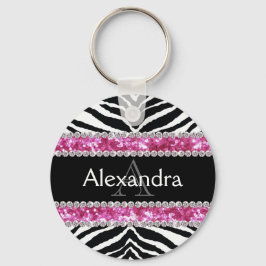 Mit Monogramm Imitate Glitzer Bling Zebra Girls Na Schlüsselanhänger
