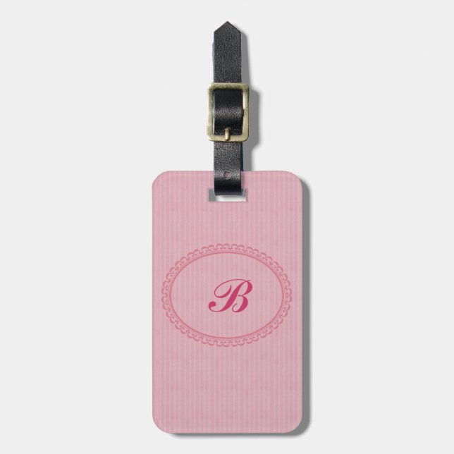 Mit Monogramm in der Rosa-Ein Initiale+Address/2 Gepäckanhänger (Vorderseite vertikal)