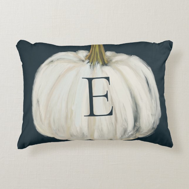 Mit Monogramm Indio und White Fall Pumpkin Dekokissen (Vorderseite)