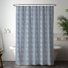 Mit Monogramm Individuelle Name Weißes Daisy-Blume Duschvorhang