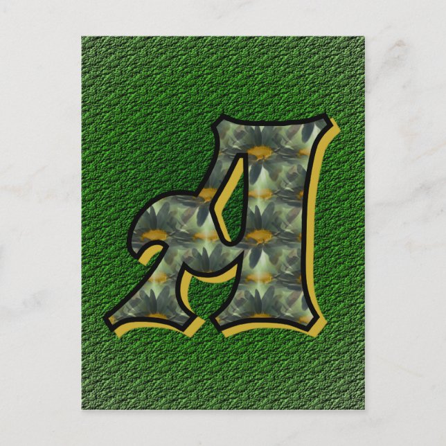 Mit Monogramm Initial A Black Daisies Postcard Postkarte (Vorderseite)