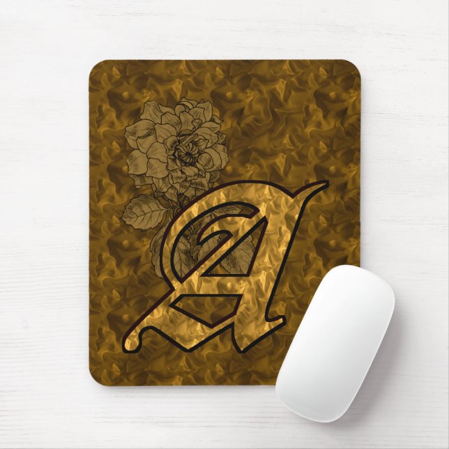 Mit Monogramm Initial A Gold Peony Mousepad (Mit Mouse)