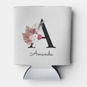 Mit Monogramm Initial A Pink Boho Girly Floral Dosenkühler