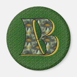 Mit Monogramm Initial B Black Daisies Magnet