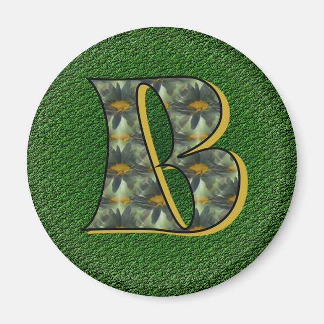 Mit Monogramm Initial B Black Daisies Magnet (Vorne)