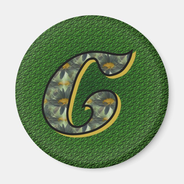 Mit Monogramm Initial C Black Daisies Magnet (Vorne)