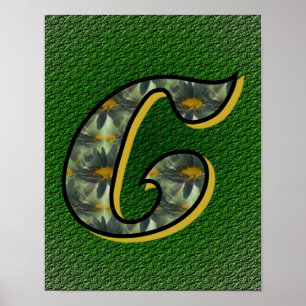 Mit Monogramm Initial C Black Daisies Poster