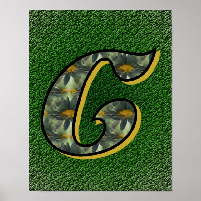 Mit Monogramm Initial C Black Daisies Poster (Vorne)
