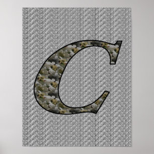 Mit Monogramm Initial-C-Hydrangea-Blumenposter Poster