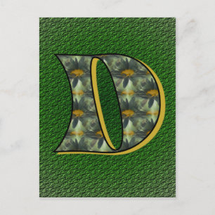 Mit Monogramm Initial D Black Daisies Postkarte